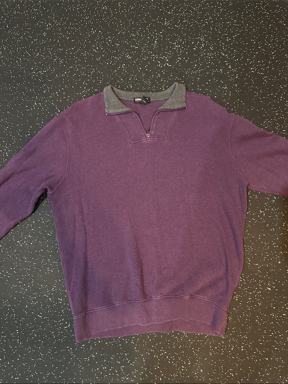 Purple Quarter-Zip Sweater with Gray Collar
